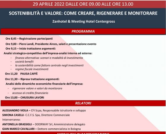 AIRCES “SOSTENIBILITÀ E VALORE: COME CREARE, RIGENERARE E MONITORARE”